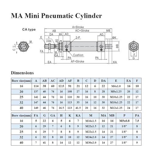 Cylindre MA32 double effet résistant à la rouille pour vérin de machine - 5