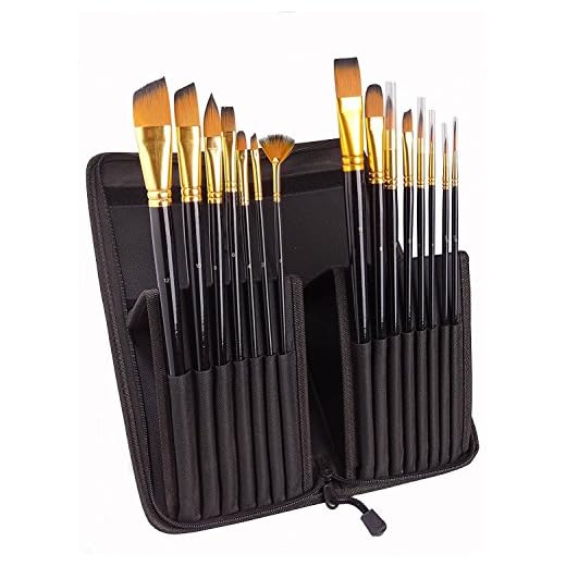 Pincel de Artista-Set de 15 Pinceles para Pintura acrlica, Acuarela, Aceite y Gouache Tamaos Diferentes Pinceles multifuncionales Forma (Punta Redonda, angulada, Abanico, Filbert)