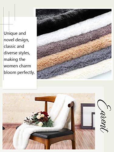 EARENT Women's Faux Fur Shawls and Wraps Bride Wedding Sleeveless 1920s Fur Scarfs Bridal Fur Stoles with Brooch Winter Fur Caplet for Brides and Bridesmaids (White)3