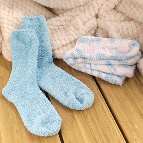 Image of BambooMN Women's Girl Fuzzy Warm Fluffy Tie-Dye Colorful Fun Crew Socks - 4 Pairs