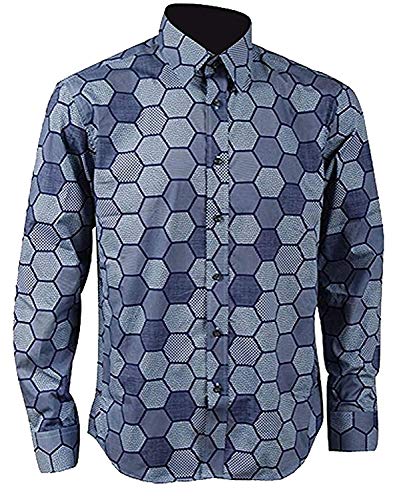 Mens Hexagon Shirt Knight Shirt Cosplay Costume (US Man-S, Blue)