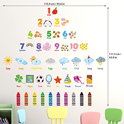 DECOWALL DS9-8056 Numbers Crayons Weather and Shape miniatura 5