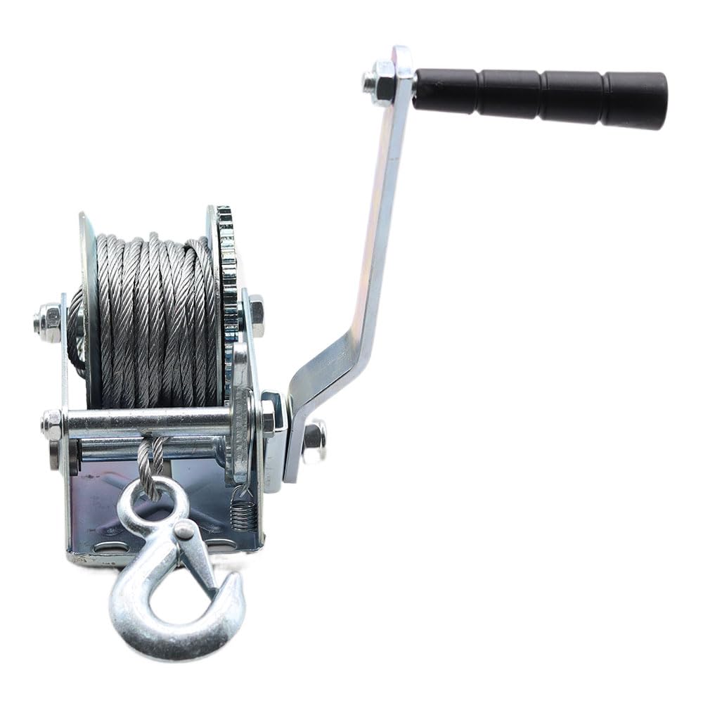Robuster manueller Seilwinde – 272,2 kg Kapazität, 8 m Drahtseil für Marine, Off-Road, Heimwerken, Notfallziehen, tragbare Handkurbelwinde, vielseitige Hebelösung
