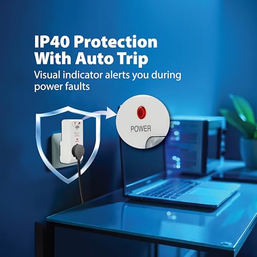 Image of Havells 16 Amp 30mA PRCD Adaptor (White) - Plastic Body, Auto-Trip Safety for Appliances - Smart and Enhanced Protection Against Electrical Shock,Requires 16A MCB /Fuse Backup,Per IEC 61540 Guidelines