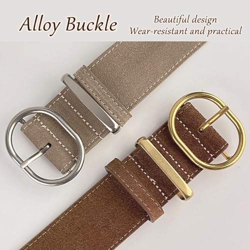 Wide Suede Belt Ladies Women Genuine Leather Belts Fashion Thick Brown Waist Belt with Gold Buckle for Jeans Dress Casual3
