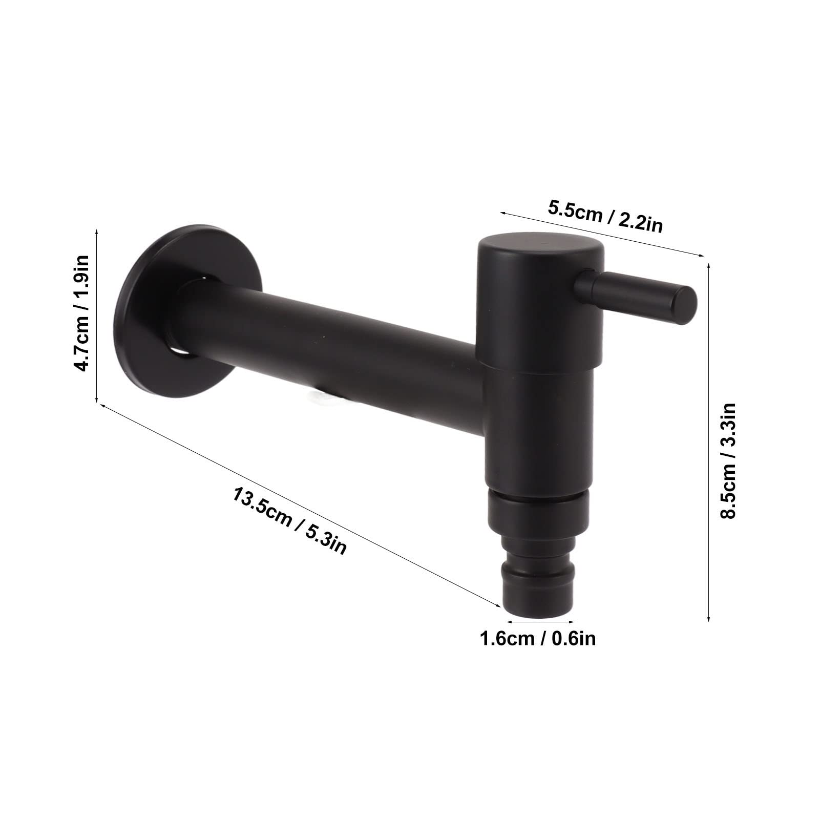 Wall Mounted Black Cold Water Tap G1 2 304 Stainless Steel Single Handle Cold Faucet Used in Bathroom — view 3