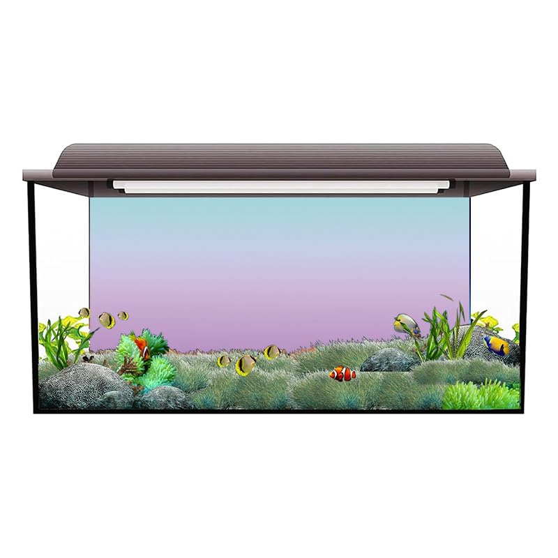 Poster Aquarium Autocollant de Fond d'aquarium, Papier Peint Peinture HD Transition Bleue, décorations en PVC pour la décoration(Black,54x122cm)