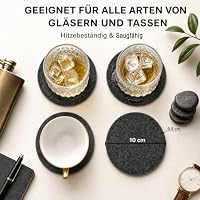 HELIMIAO Filz Untersetzer Gläser Eckig, 5mm Extra Dicke Glasuntersetzer für Getränke, Waschbar Tischuntersetzer, Platzsets für Bar, Tassen, Vasen, Hellgrau 30 Stück – Ansicht 3