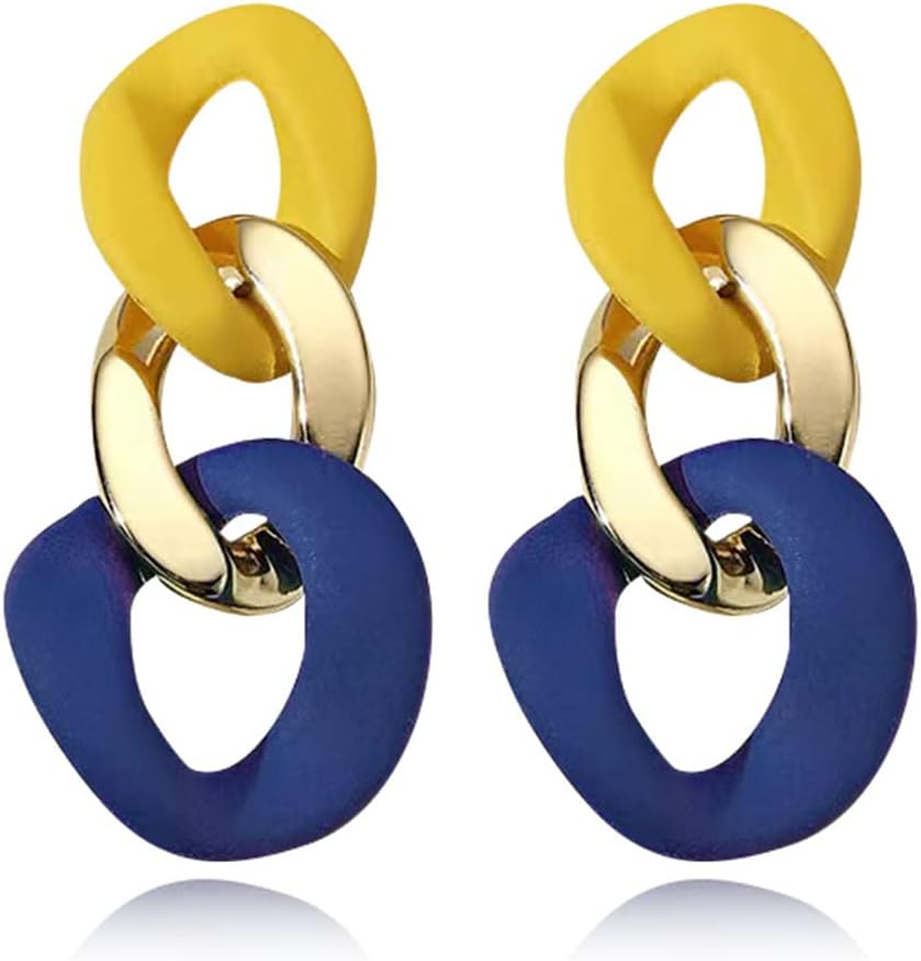 Charm Elegant Hollow Color Chain Acrylic Geometric Temperament Dangle Drop Earrings Bohemian Minimalist Hypoallergenic Jewelry Gift