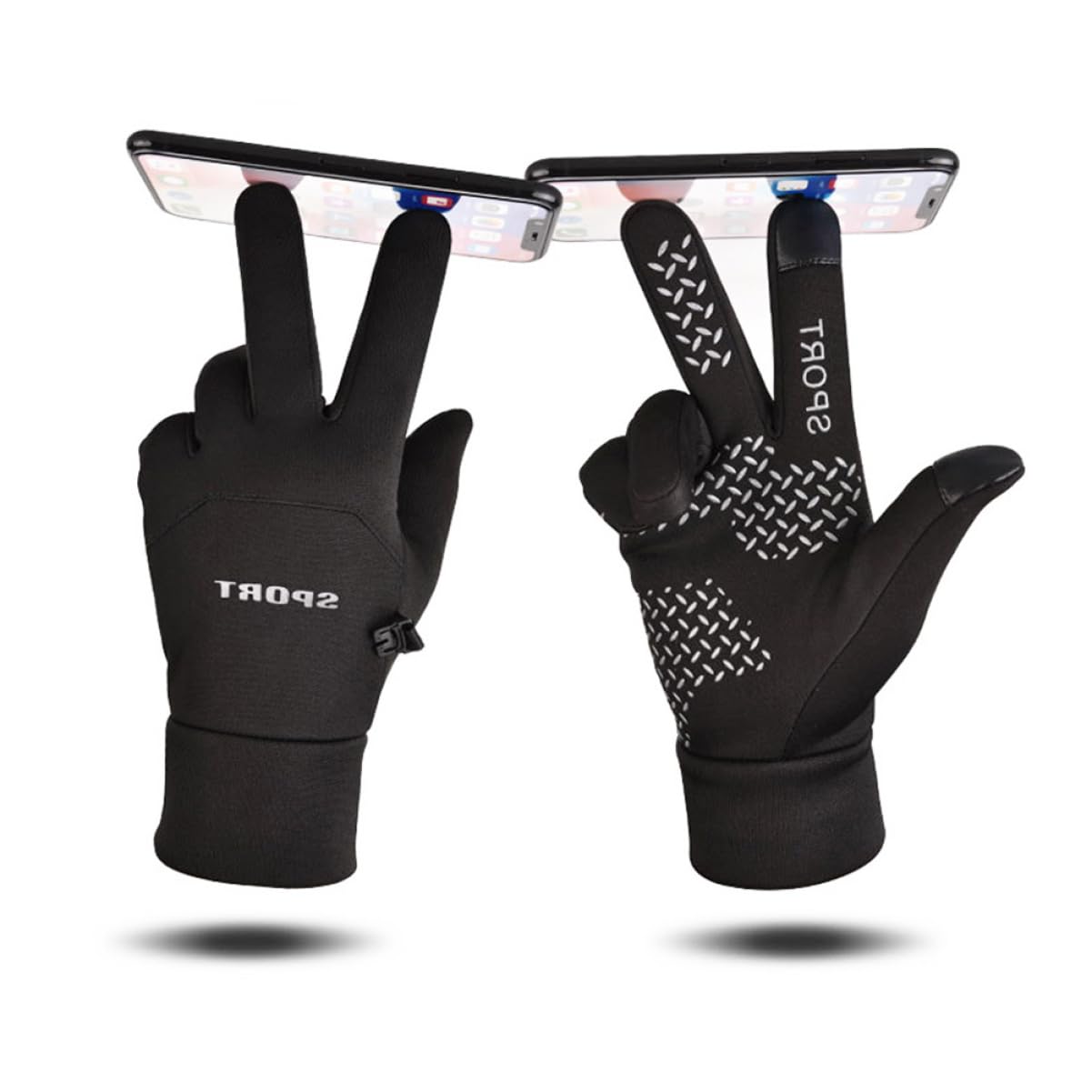 Guantes De Ciclismo Calentadores Accesorios Sin Dedos Poseedor Apretones Guantes De Dedo Guantes De Invierno Black