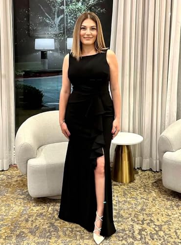 Mother of The Bride Dresses for Wedding Ruched Sleeveless Grandmother of Groom Dress V-Back Evening Gowns with Slit3