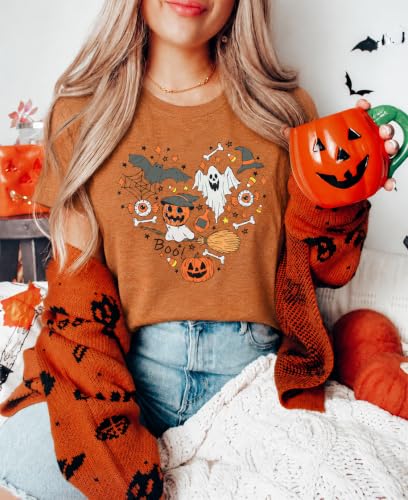 Halloween Shirts for Women Cute Ghost Shirt Fall Pumpkin Tshirt Coffee Lover Graphic Tees Casual Short Sleeve Tops — view 4