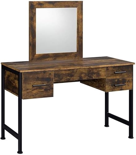 Miniatura 3 de Acme Juvanth - Escritorio y espejo de madera en roble rústico y negro