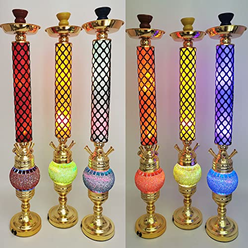 Hcyx Shisha Set, 75CM Premium Aluminiumlegierung Shisha Komplettset mit 4 Silikonschläuchen - Keramik Shisha Bowl und 2… – Bild 4