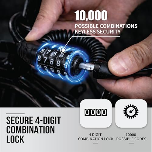 Image of Robustt 4-Digit Anti-Theft Cable Lock for Bicycle & Helmet | Resettable Cycle Number Lock | Cut-Resistant Braided Steel Bicycle Lock | PVC Coated Cable | Extends 1M | Keyless Combination Lock