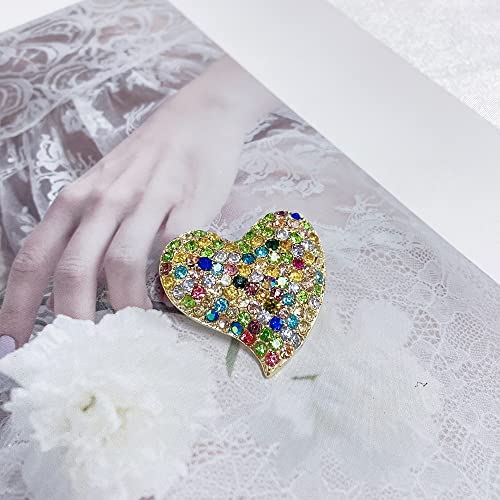 Image of Cute CZ Heart Brooch Pin for Women Teen Girls Elegant Crystal Rhinestone Hearts Lapel Pins Dance Party Wedding Jewelry Dress Suit Clothes Accessorie for Her Wife Daughter Birthday