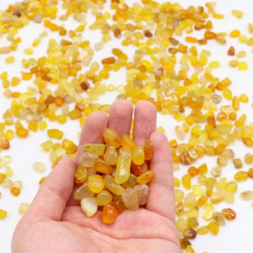 Image of WAYBER Natural Tumbled Agate Quartz Decorative Crystal Stones, 1 Lb Yellow | Lustrous Polished Finish, Rich Long-Lasting Hues, Toxin-Free Material, Perfect for DIY Crafts & Home Decor