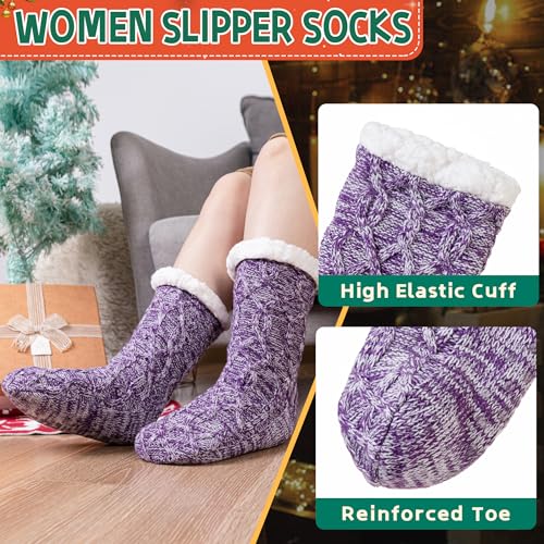 SeeyAN Slipper Fuzzy Socks For Womens Warm Winter Thick Fleece Lined Thermal Fluffy Non Slip Cozy Cabin Soft Socks With Grips 5