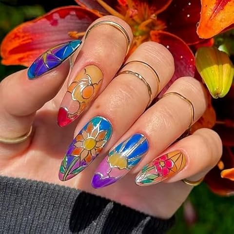 KAVI'S Gothic Style Almond Stick on Nails Cover