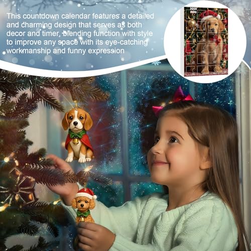 Countdown Calendar - 2D Acrylic Dog Pendant - 24 Days Dog Christmas Decor | for Holiday, Window, Door, Wall, Party - Image 8