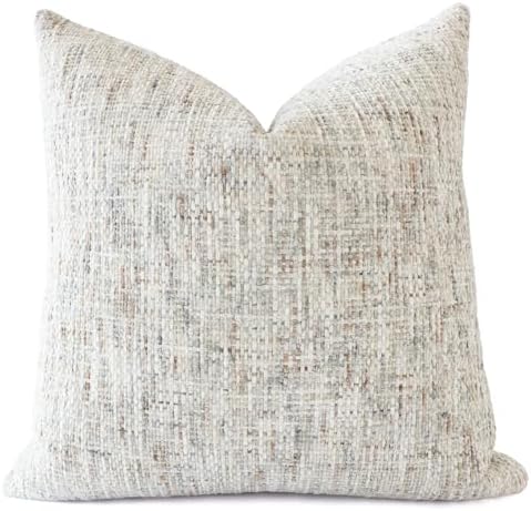 Textured Decorative Throw Pillow Cover Neutral Soft Woven Chenill...