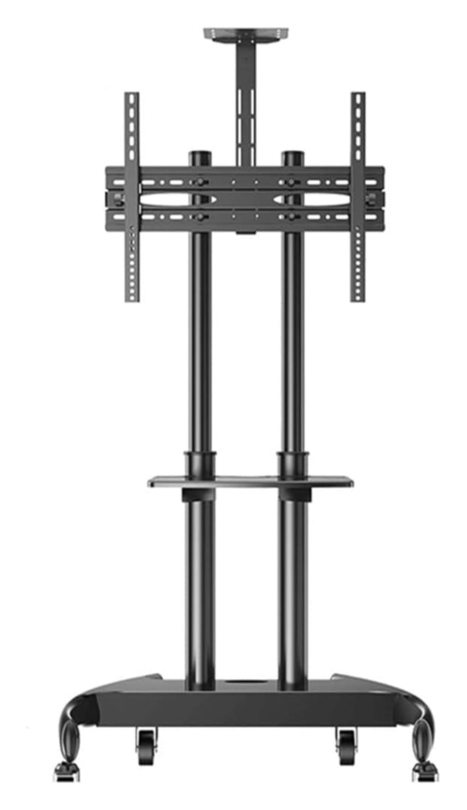 YCQYM Hey Duty Rolling TV con estantes Dobles Soporte de TV móvil para televisores de Pantalla Plana Altura Ajustable Fácil Movilidad Uso en el hogar o la Oficina