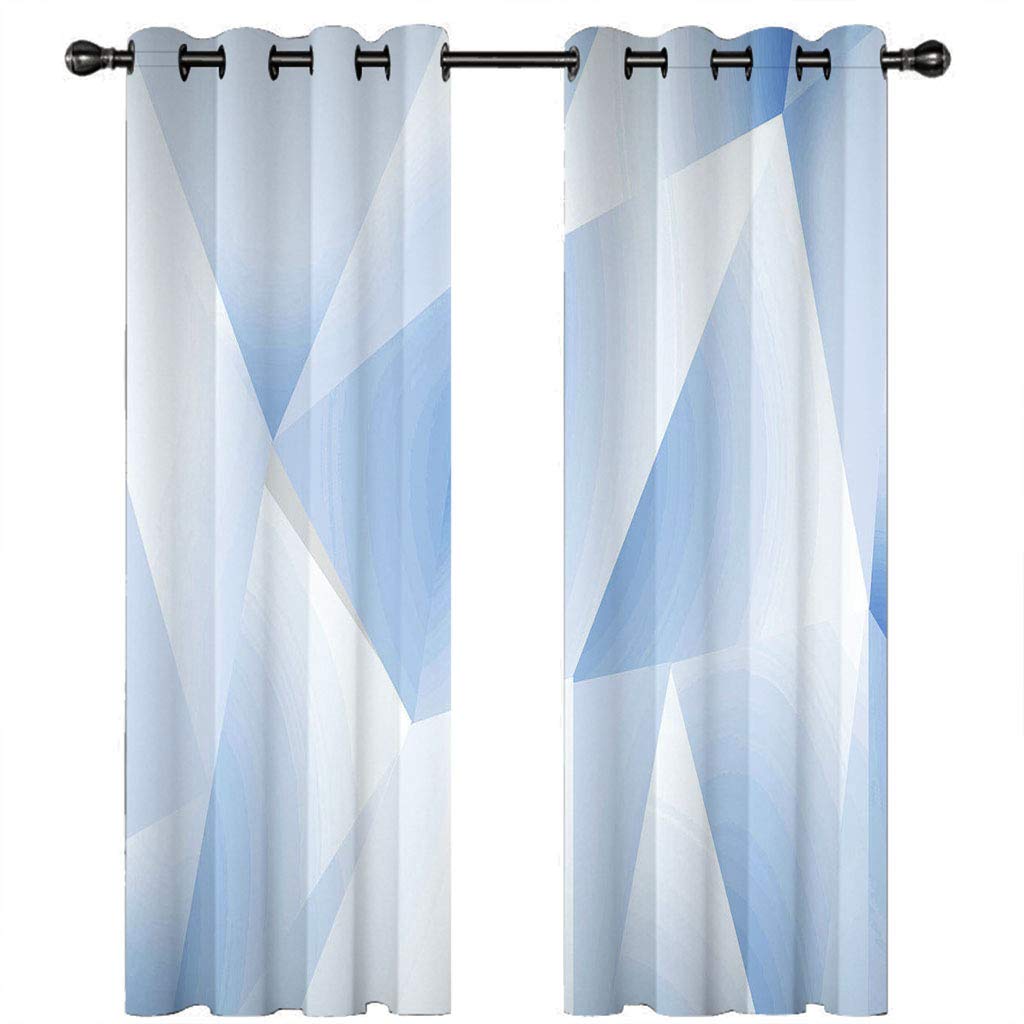 Rideaux Occultants Thermique Phonique Géométrique Frais Bleu Et Blanc 234X230Cm Rideau Fenetre Salon Moderne À Oeillets Lot De 2 Rideau Chambre Enfant Fille Garcon Adulte Rideaux Et Draperies Intér