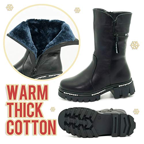 Girls Snow Boots For Girls Shoes Little Big Kids Snow Boots Girls Size Cold Weather Waterproof Outdoor Warm Faux Fur Lined Winter Flat Riding Boots Shoes(Little/Big Kid) #TOP3