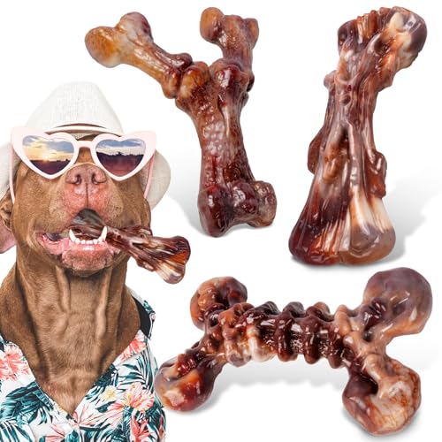 Dog Toys for Aggressive Chewers - 3 Pack Bacon Flavored Indestruc...