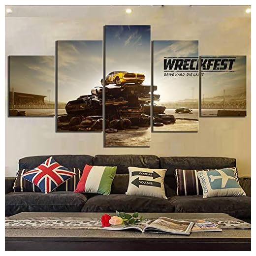 ADGUH Leinwanddrucke 5 Stück Hd Bilder Wreckfest Spiel Poster Gemälde Leinwand Kunst Dekorative Gemälde Für Hintergrund Wand-dekor Drucke auf Leinwand