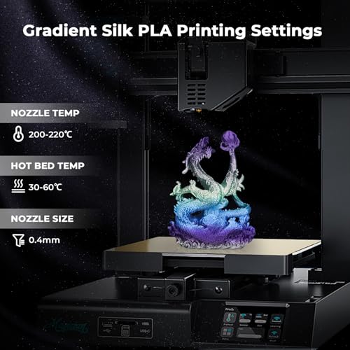 Image of AMOLEN PLA 3D Printer Filament, Silk PLA 1.75mm Silk Shiny Gradient Filament Blue Green Purple, 3D Printing Filament 1KG /2.2lb