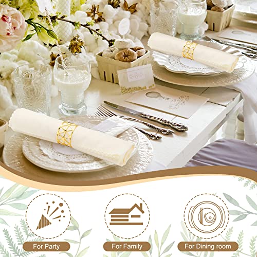 Mumufy 12 Pcs White Square Napkin And Napkin Rings Set 12 Modern Napkin Ring Holder 12 Soft Smooth Silk Table Napkin For Kitchen Dinner Party Wedding (Geometric) #TOP3