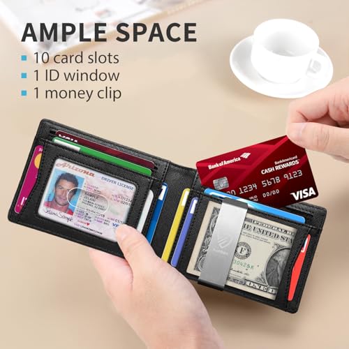 Image of RUNBOX Mens Slim Wallet with Money Clip RFID Blocking Bifold Credit Card Holder for Men with Gift Box