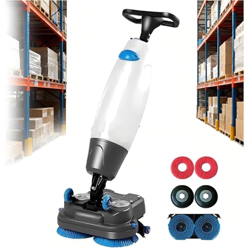 ZenSeFarin Fregadora de Pisos Comercial Portátil de 17' de Ancho, 360 RPM, Mini Máquina para Pisos, Limpieza Eficiente, para Pisos de Madera, Azulejos, Terrazo, Mármol, Pisos de Cemento White