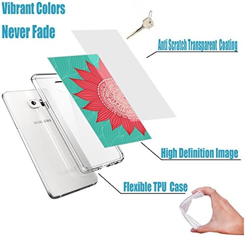 ChiChiC S7 Case,Galaxy S7 Case,360 Full Protective Anti Scratch Slim Flexible Soft TPU Gel Rubber Clear Cases Cover with Design for Samsung Galaxy S7,Abstract Red Sunflower on Green Mint