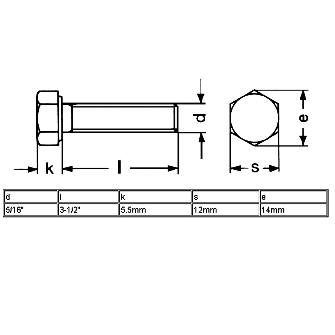 5/16-18 X 2-1/2 Zoll Sechskantschrauben, Bolzen Mit