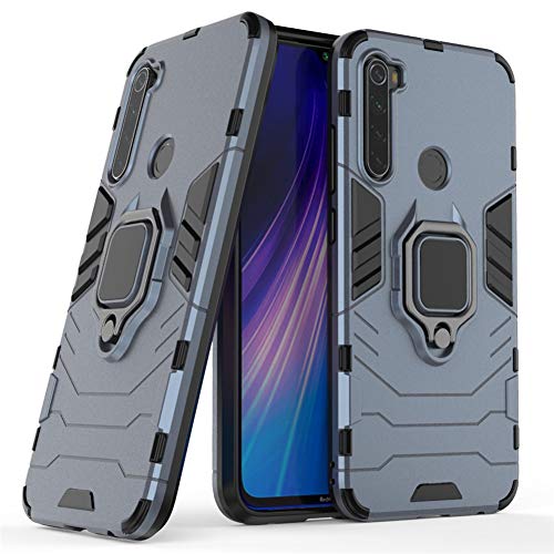 Teléfonos Celulares, Wireless Compatible con Redmi Note 8 Funda, Anillo Metálico Sujeción Soporte Antichoque Rígido Caja (Funciona con el Montaje de Coche Magnético) Doble Capa Sólido...