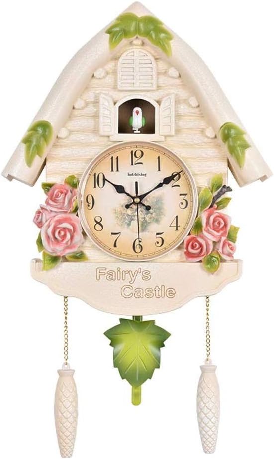 Cuckoo Wall Clock for Home for Living Room Wall Clock 60 cm x 15 cm x 36 cm - Fixed Door Does not Open or Close (Rose White)