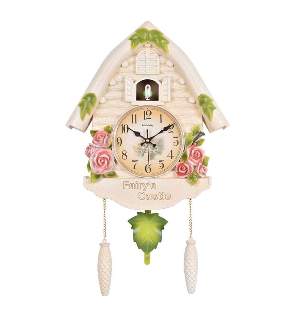 Cuckoo Wall Clock for Home for Living Room Wall Clock 60 cm x 15 cm x 36 cm - Fixed Door Does not Open or Close (Rose White)