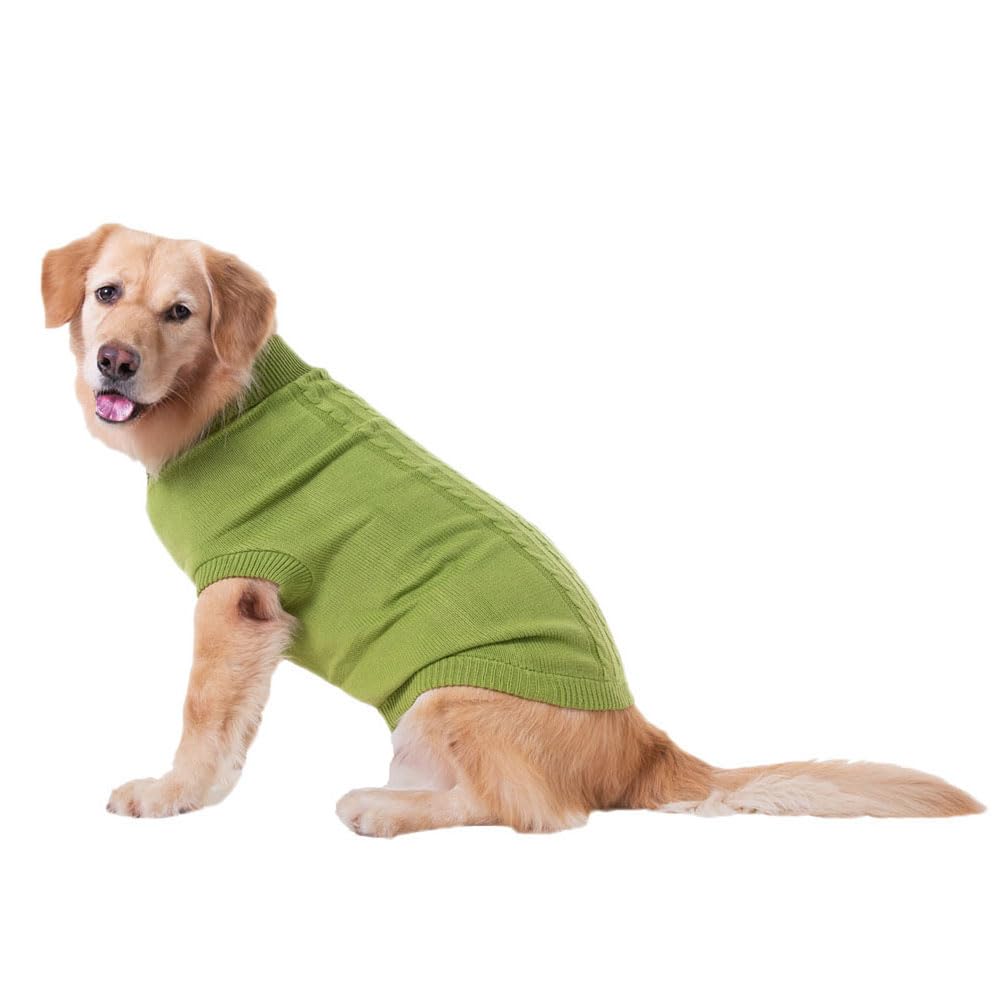 Pet Ribbed Jumpers Pullover Sweatshirt for Dogs Cats, Dog Knit Clothes Pet Pullover Dog Sweater Winter Puppy Jumpers Warm Sweater for Small, Medium and Large Dogs,Green,S