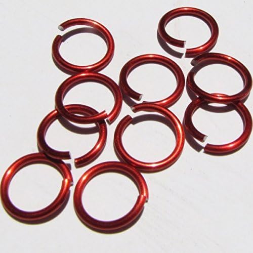 RED Anodized Aluminum Jump Rings 500 5/32 18g Saw Cut