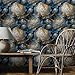 REDAMANCY Vintage Dark Navy Blue Gold White Peony Large Floral Peel and Stick Wallpaper Stick on Contact Paper Vintage Wall Paper Easy Peel Off for nightstand Drawer Cabinet Renter