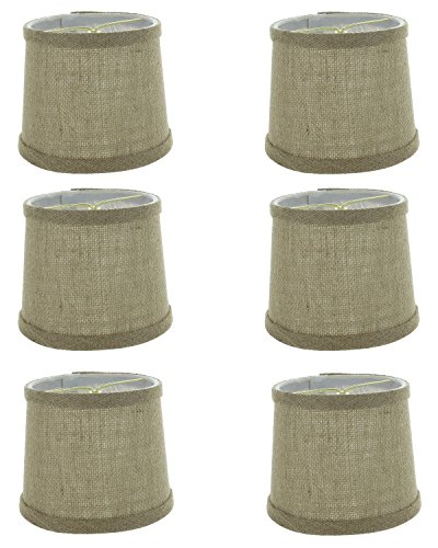 Black Friday - 40% OFF Upgradelights 6 Inch Set of 6 Burlap with Trim Drum Shaped Chandelier Lamp Shades 5x6x5
