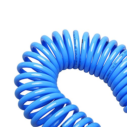 Wynnsky 25 Feet Polyurethane Coiled Air Compressor Hose, 1/4 Inch Mnpt Brass Swivel Air Fittings With Bend Restrictor #TOP4