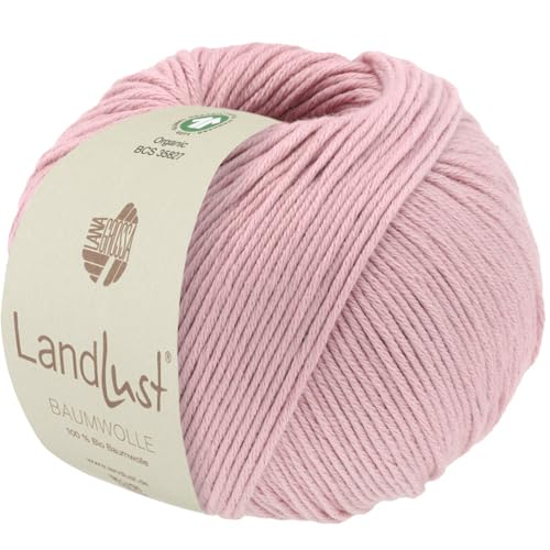 LANA GROSSA Landlust Baumwolle | Klassisches Bio-Baumwollgarn, Gots zertifiziert | Handstrickgarn aus 100% Baumwolle (Bio) | 50g Wolle zum Stricken & Häkeln | 115m Garn FB 17 Altrosa