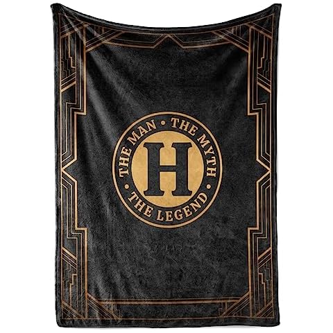 InnoBeta Initial Birthday Gifts for Men, Birthday Gifts for Him, The Man The Myth The Legend Gift Ideas for Dad, Grandpa, Uncle- 300gsm Flannel Blanket- 50"x 65"H Cover