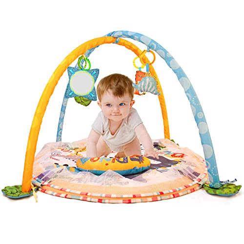The Best 4 in 1 Baby Play Gym Mat for Infants Floor Activity Gym Mat with 4 Toys for Newborns