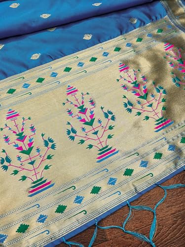 Image of DEVANGI Women's Woven Paithani Banarasi Silk Dupatta /Chunni For Women, Floral Print 1 Meter Wide and 2.3 Meter Length Printed Designer Dupatta /Chunni For Girls