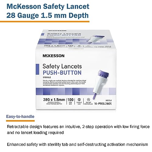 Mckesson 16-PBSL28G Safety Lancet, Retractable, Push Button Activation - Ideal For Blood Testing thumb #4