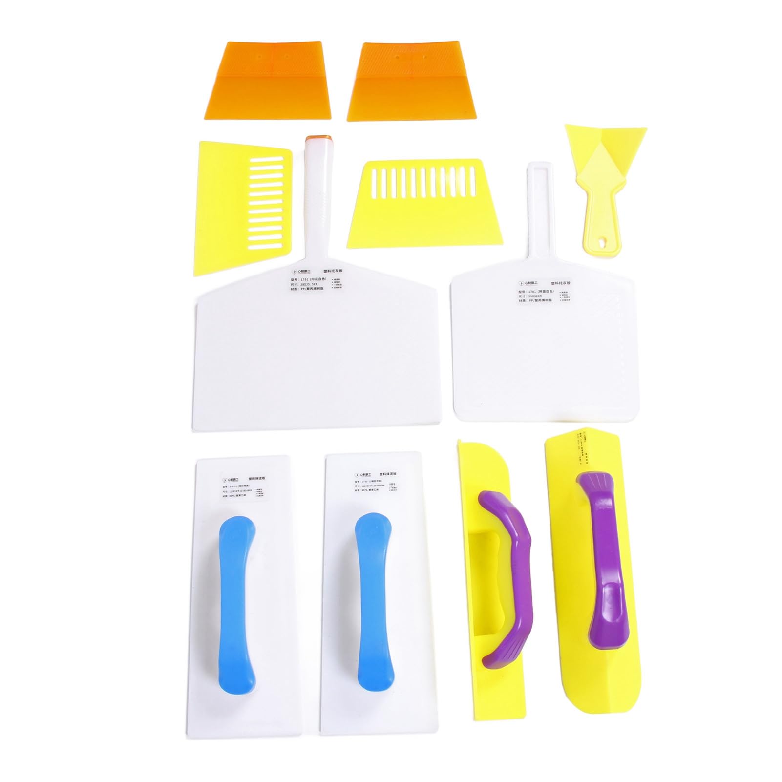 Juego de paletas para paneles de yeso, 11 piezas, plástico, flexible, interior, exterior, paleta para esquinas, masilla, espátula, raspador, kit de herramientas para repara